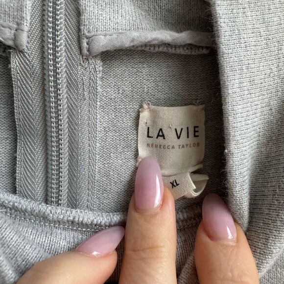 Rebecca Taylor Gray High Neck Casual Long Sleeve Mini Dress Size XL Fit & Flare - Picture 7 of 12